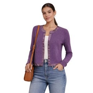 VTG FIELD MANOR Purple Lambswool Angora Nylon Blend Cardigan M‎